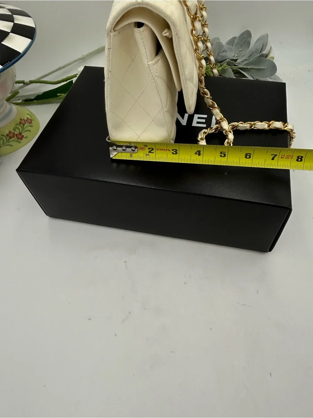 Women's CHANEL Quilted Shoulder Bag in Ivory with Gold Hardware made in France
